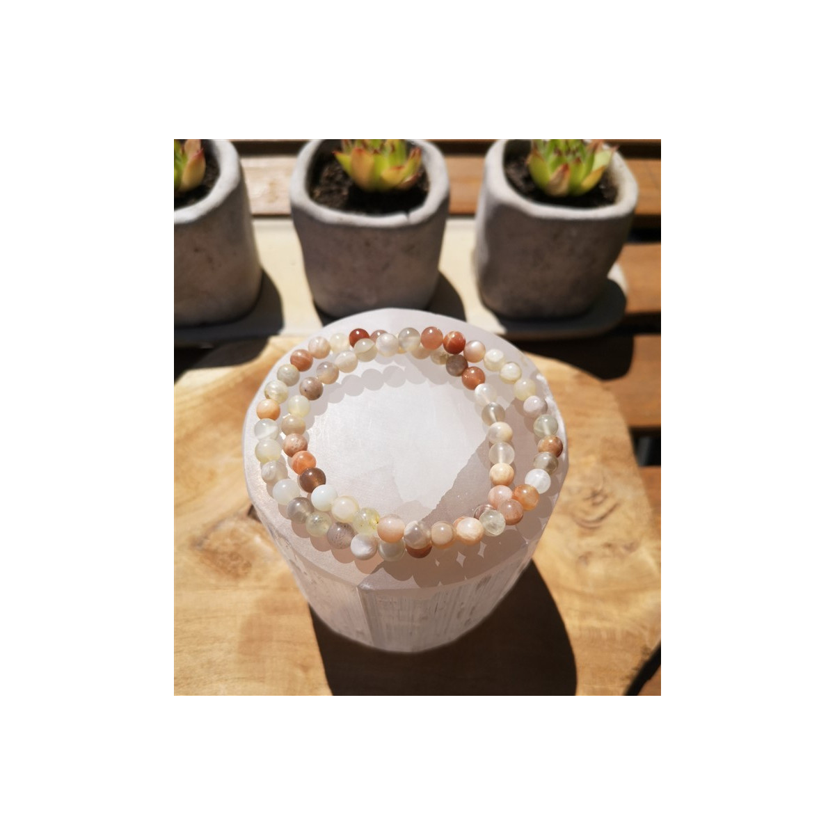 Bracelet pierre de lune 6mm