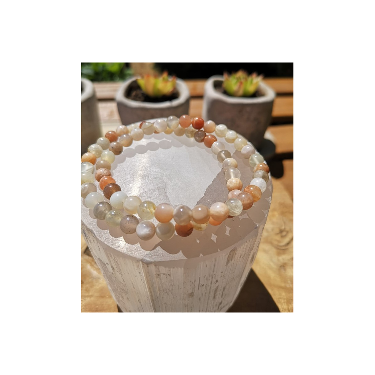 Bracelet pierre de lune 6mm