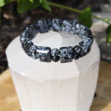 Bracelet obsdienne flocon de neige demi rond