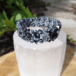 Bracelet obsdienne flocon de neige losange