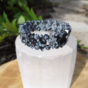 Bracelet obsdienne flocon de neige losange