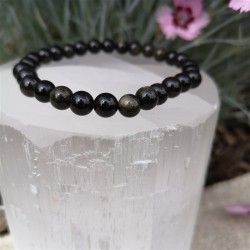 Bracelet obsdienne dorée 6mm