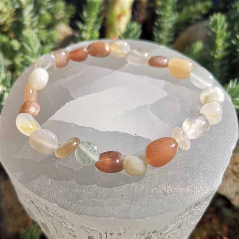 Bracelet pierre de lune pierre roulées | Minesenstiel