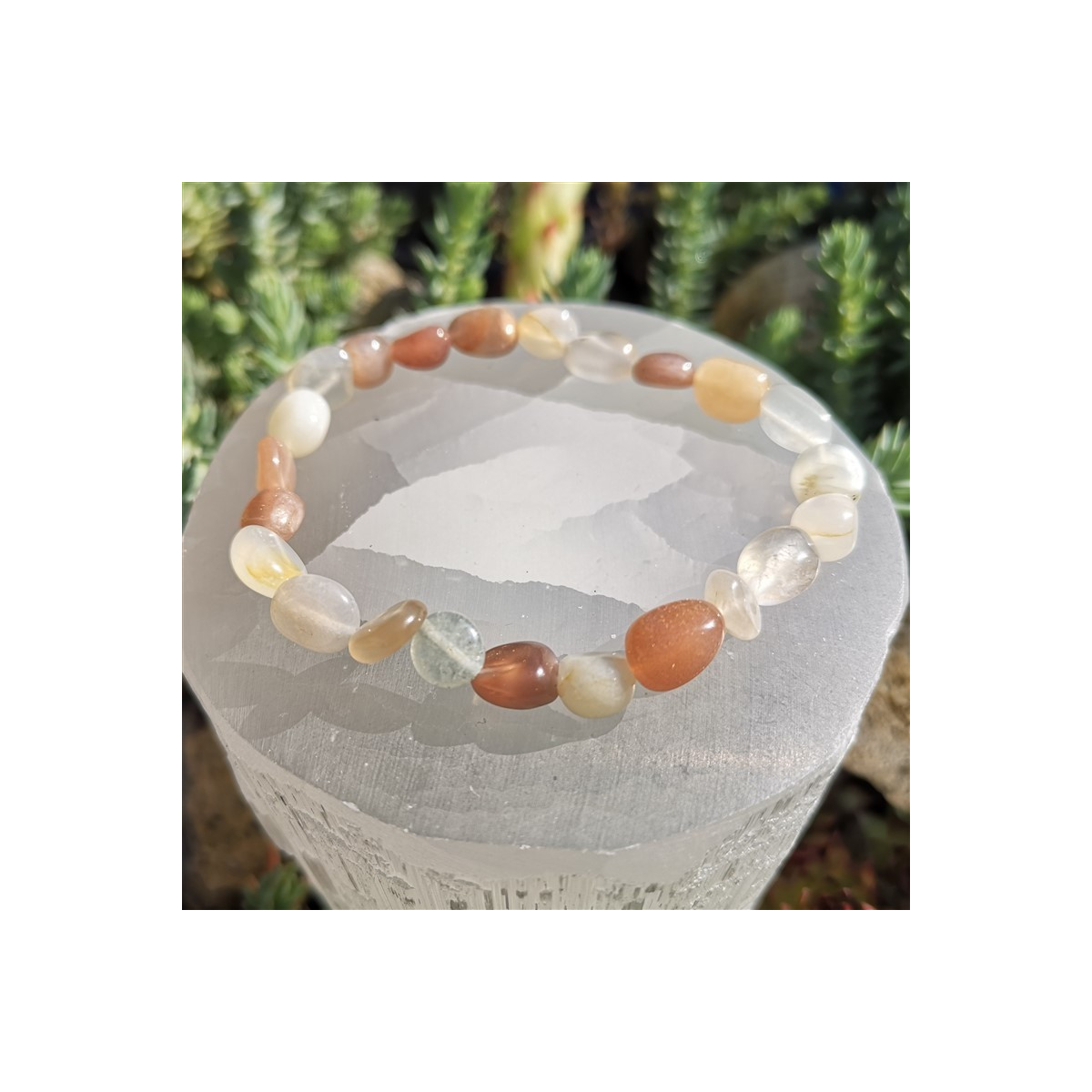 Bracelet pierre de lune pierre roulées | Minesenstiel