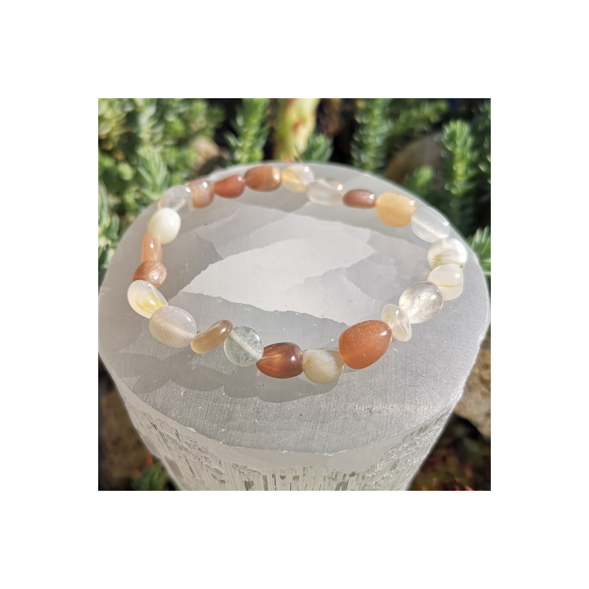Bracelet pierre de lune pierre roulées | Minesenstiel