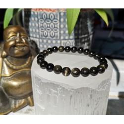 bracelet obsidienne dorée 8mm