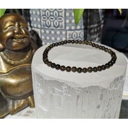 bracelet obsidienne dorée 4mm