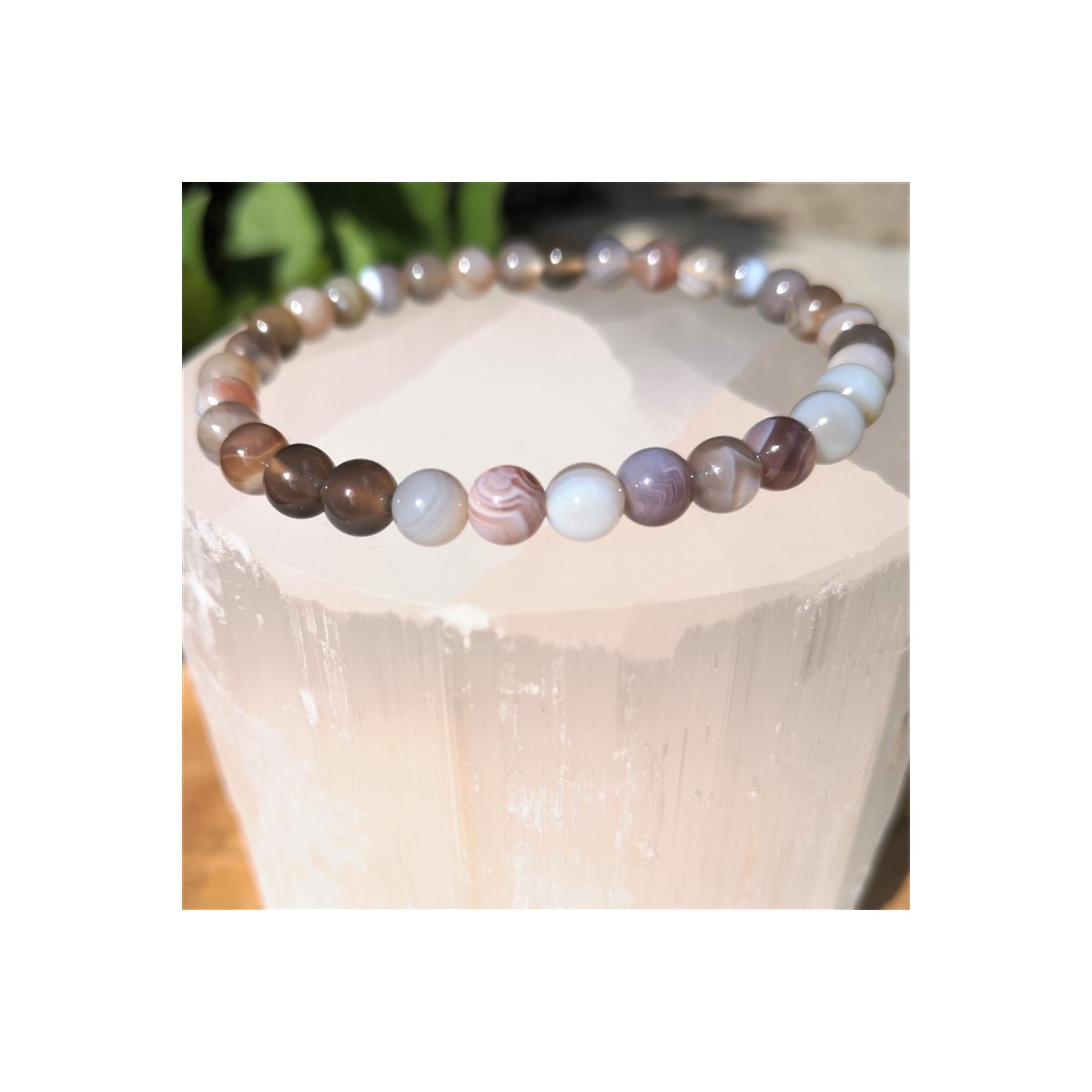 Bracelet agate du Botswana 6mm