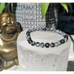bracelet obsidienne flocon de neige 6mm