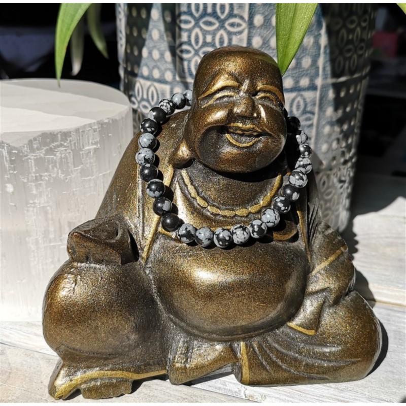 bracelet obsidienne flocon de neige 6mm