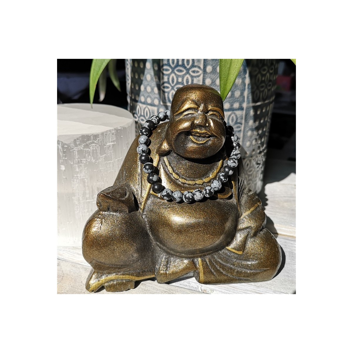 bracelet obsidienne flocon de neige 6mm