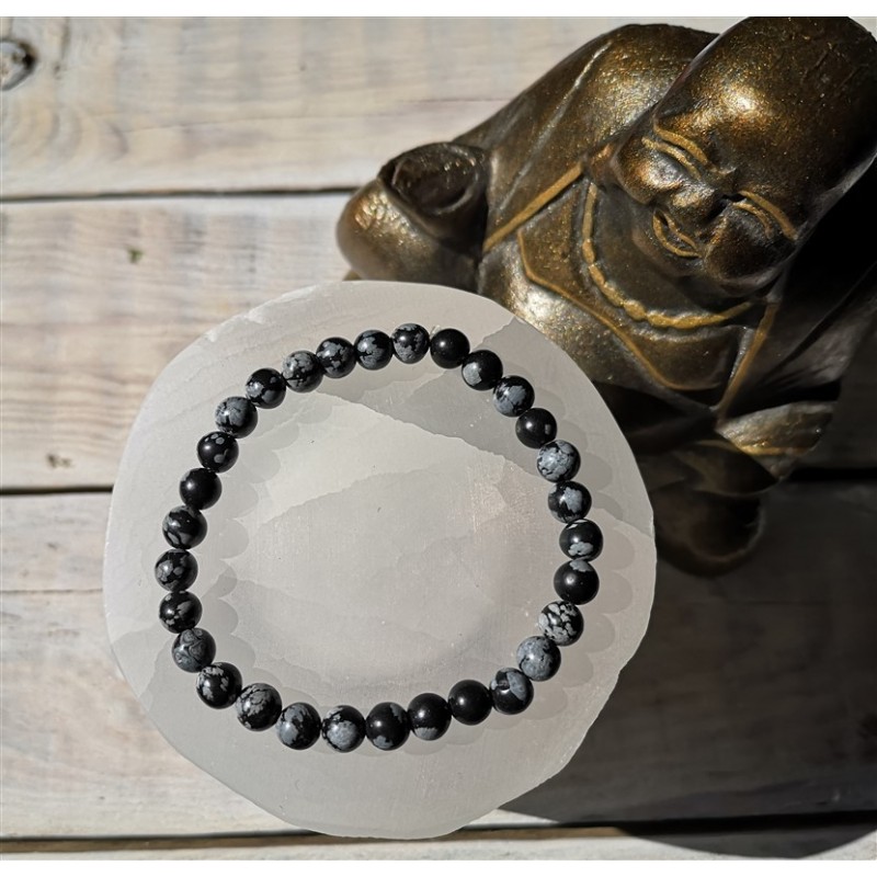 bracelet obsidienne flocon de neige 6mm
