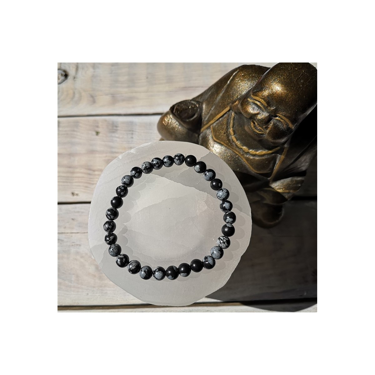 bracelet obsidienne flocon de neige 6mm