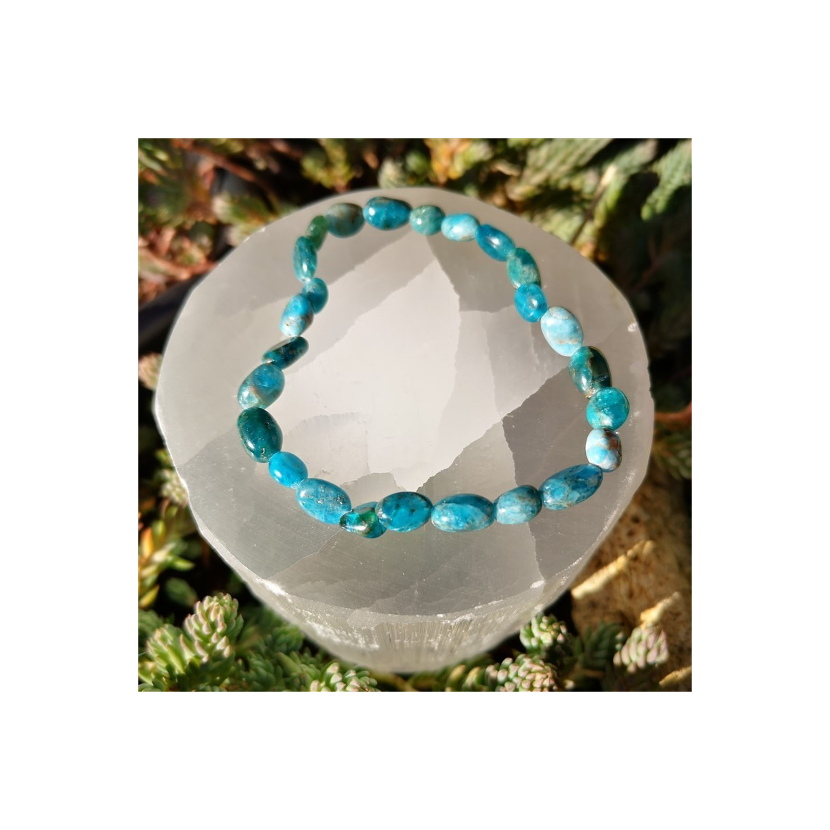 Bracelet apatite bleue nuggets