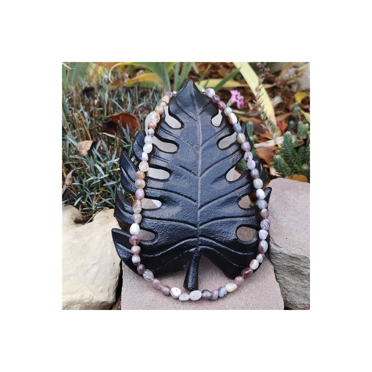 Collier pierre agate du botswana