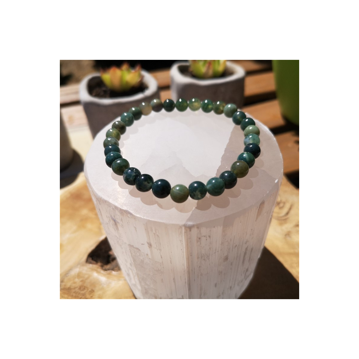 bracelet agate mousse 6mm