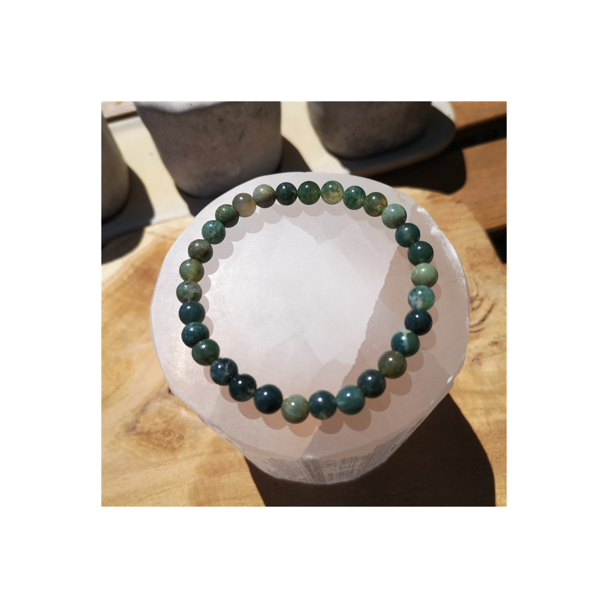 Bracelet agate mousse 6mm
