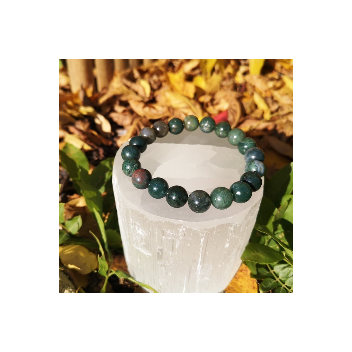 bracelet agate mousse 10mm