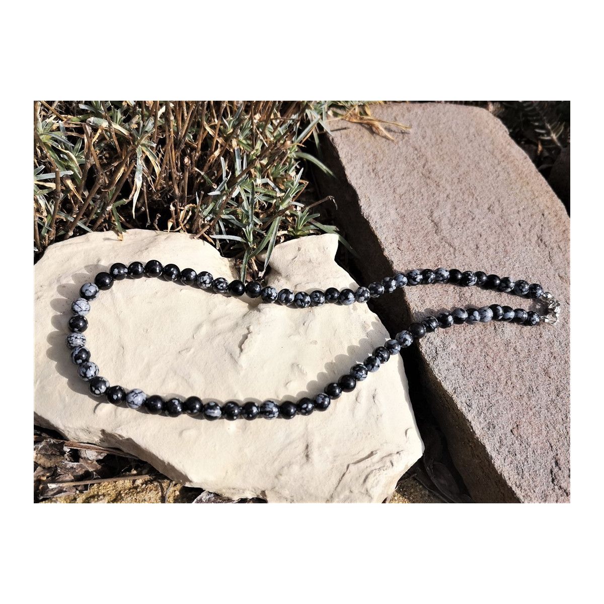 collier obsidienne flocon de neige