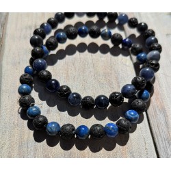 bracelet sodalite et pierre de lave 6mm