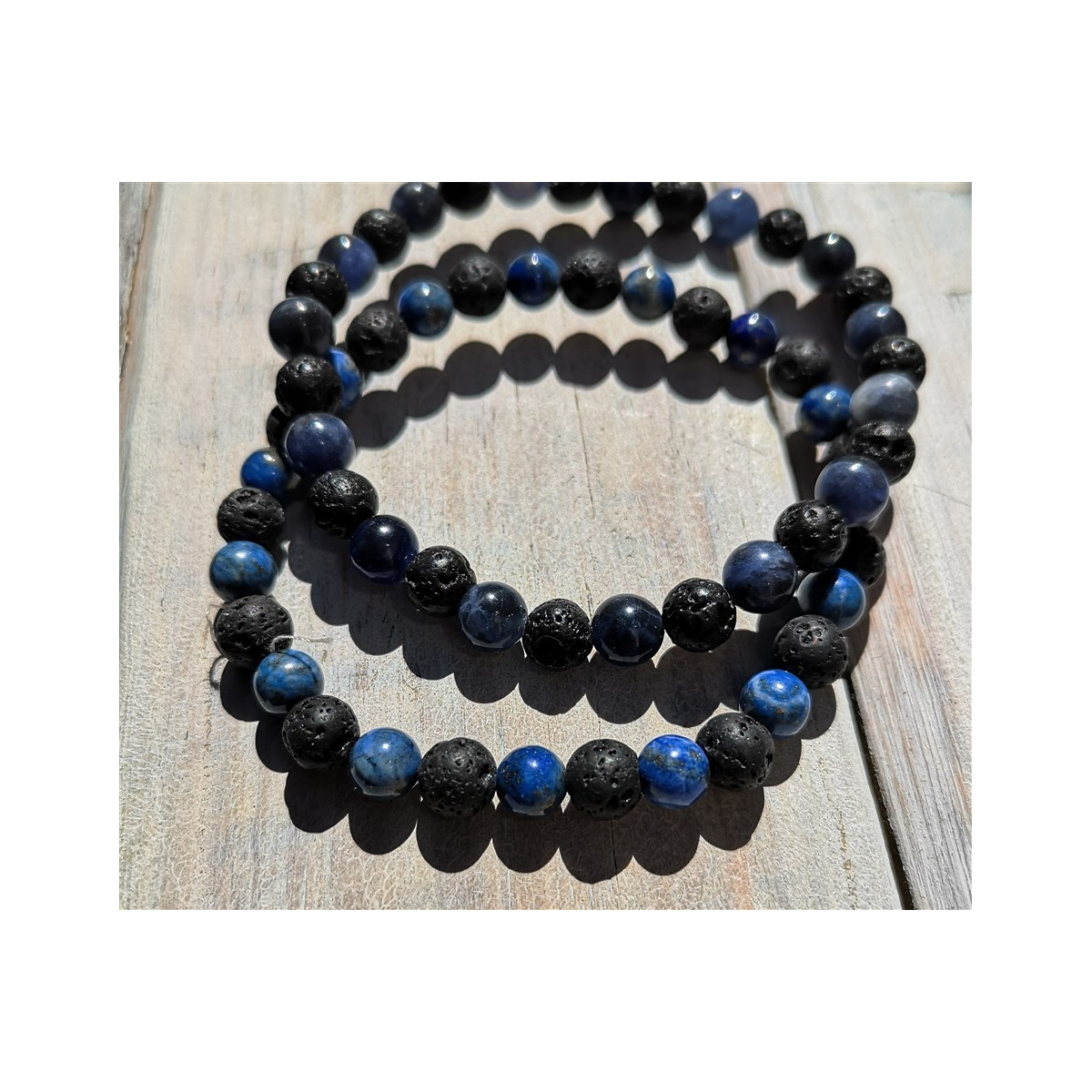 bracelet sodalite et pierre de lave 6mm