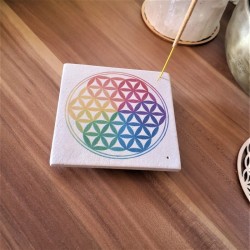 Porte encens en grès avec fleur de vie