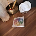 Porte encens en grès avec fleur de vie