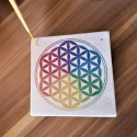 Porte encens en grès avec fleur de vie
