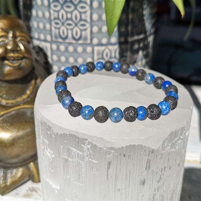 bracelet lapis lazuli et pierre de lave 6mm