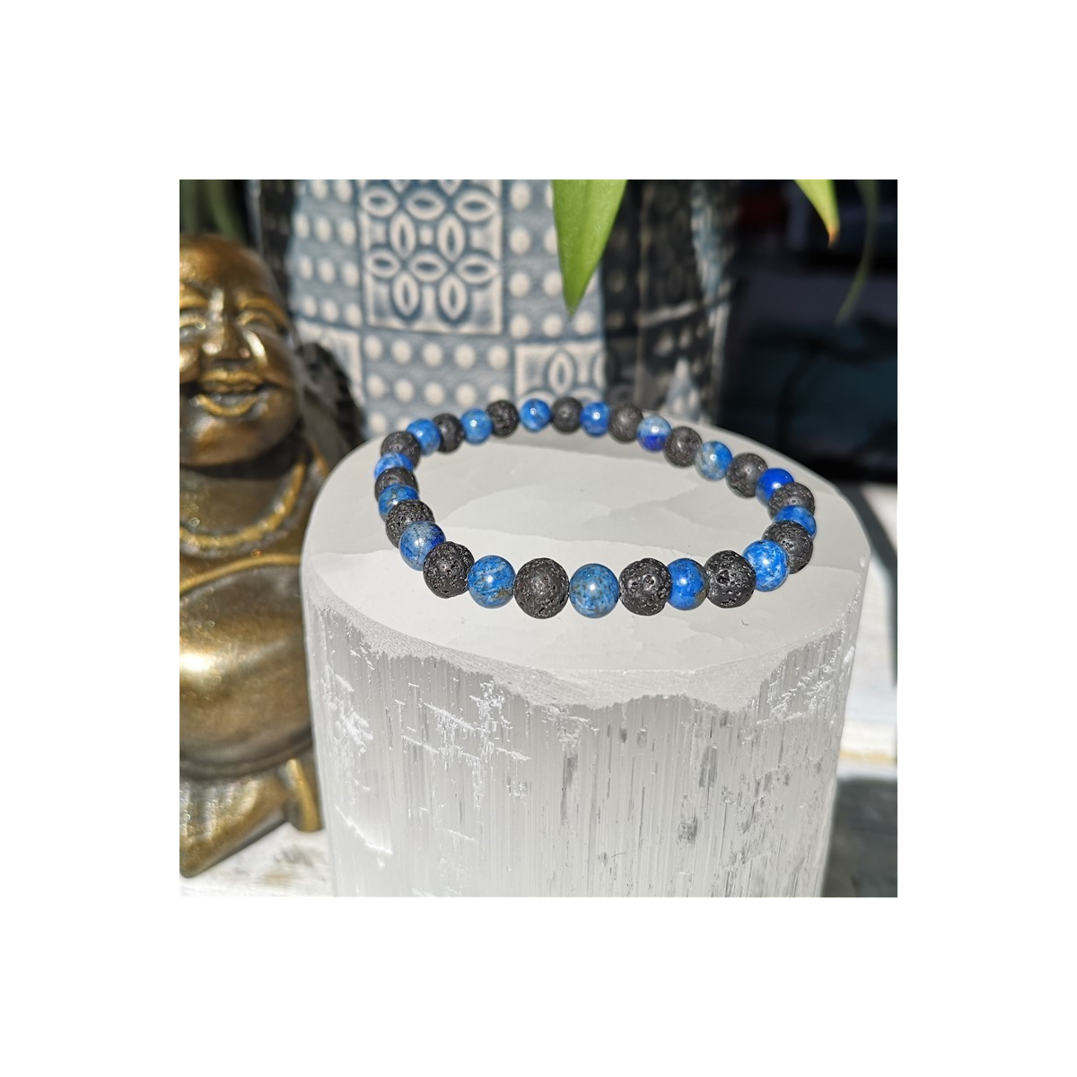 bracelet lapis lazuli et pierre de lave 6mm