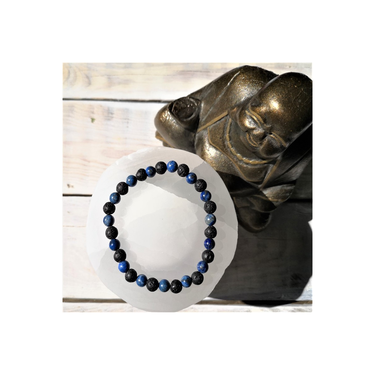 bracelet lapis lazuli et pierre de lave 6mm