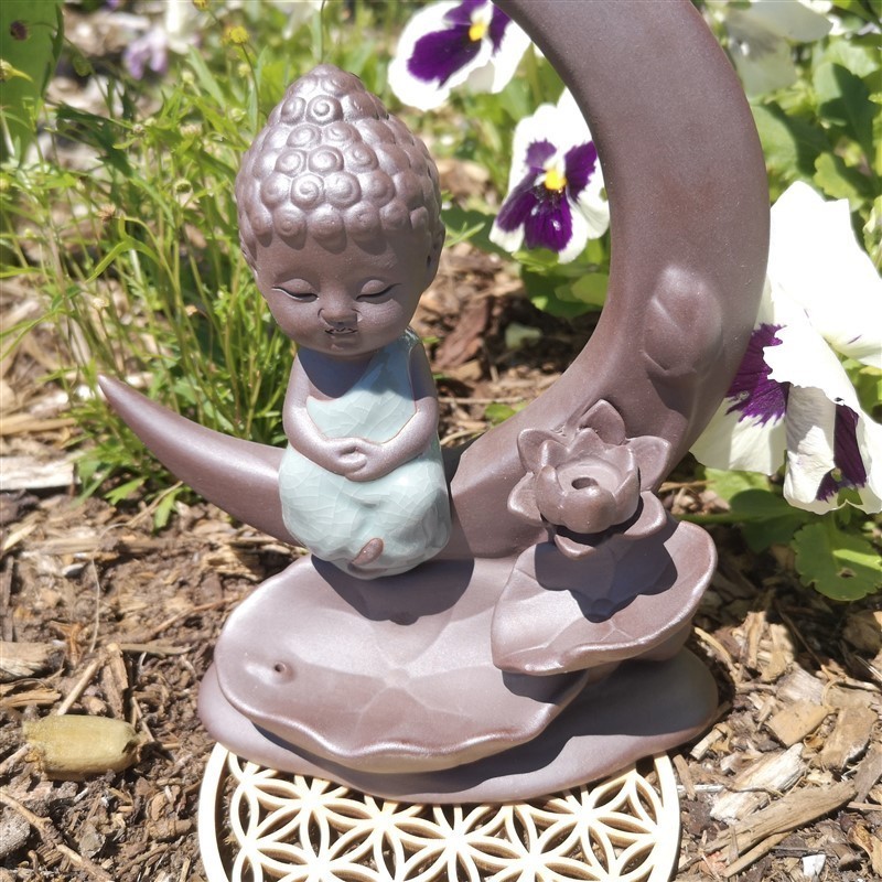 Brule encens à refoulement bouddha et lune