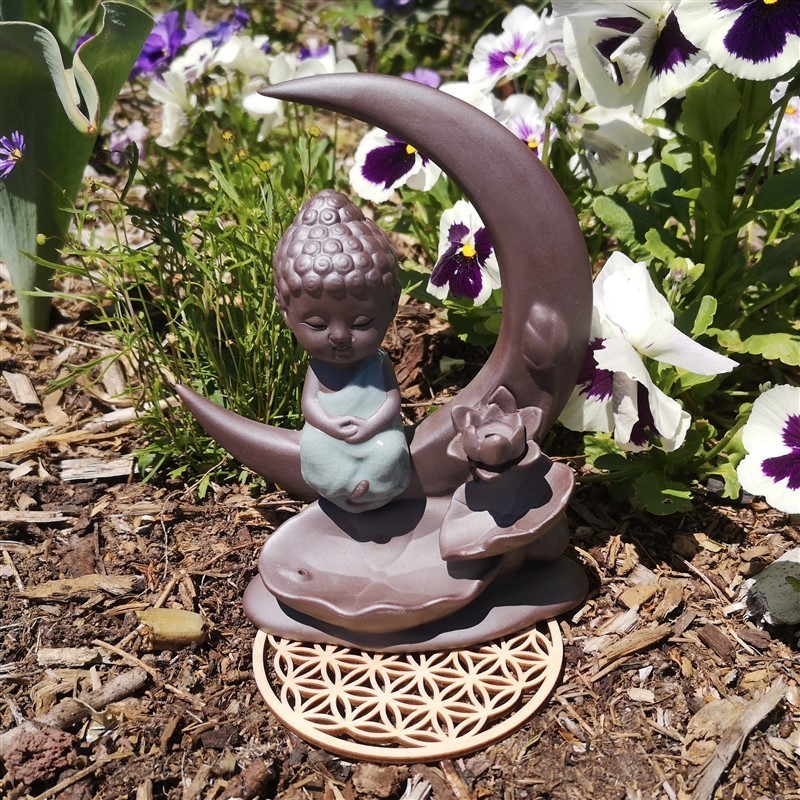 Brule encens à refoulement bouddha et lune