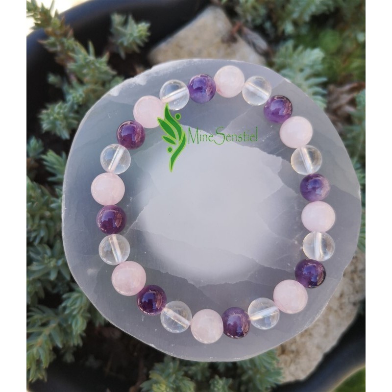 bracelet améthyste quartz rose cristal de roche