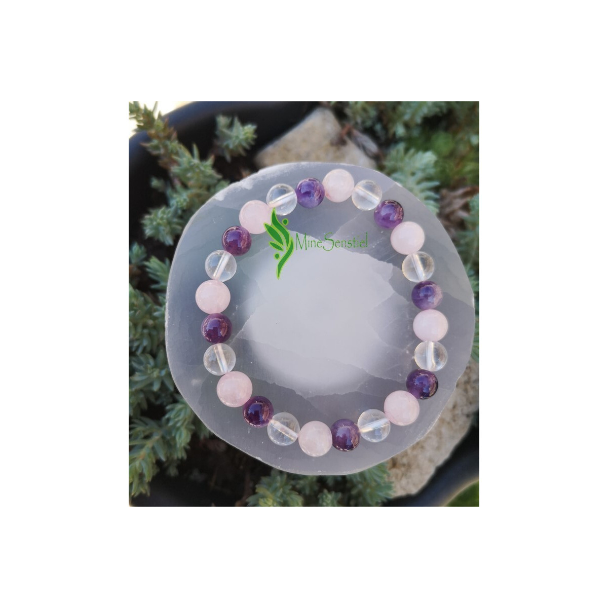 bracelet améthyste quartz rose cristal de roche