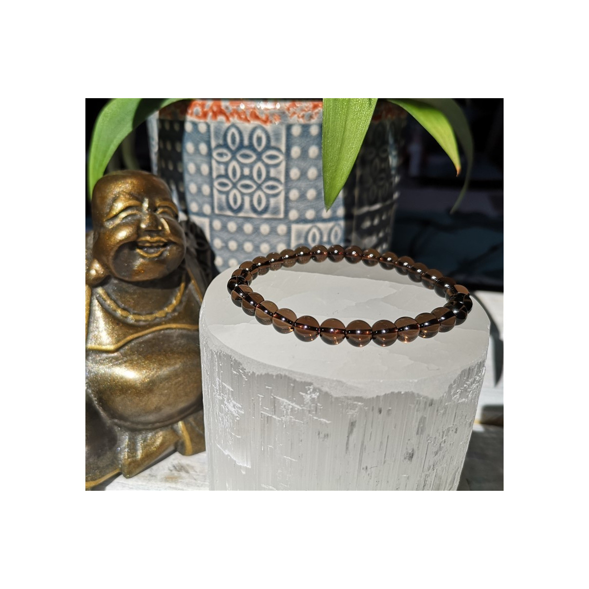 bracelet quartz fumé 6mm