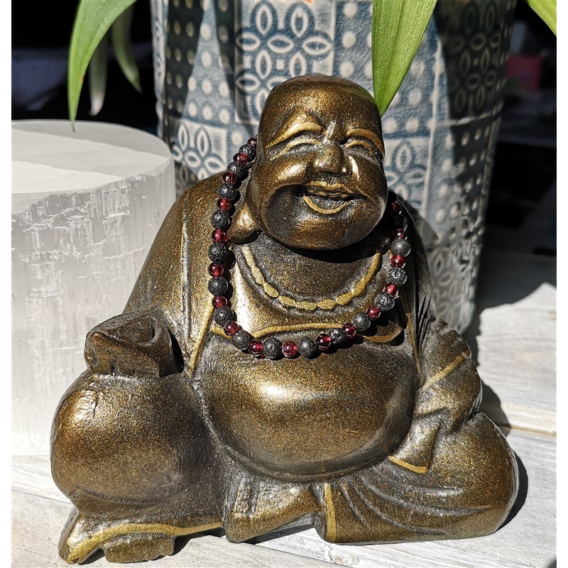 bracelet en pierre grenat et pierre de lave 4mm