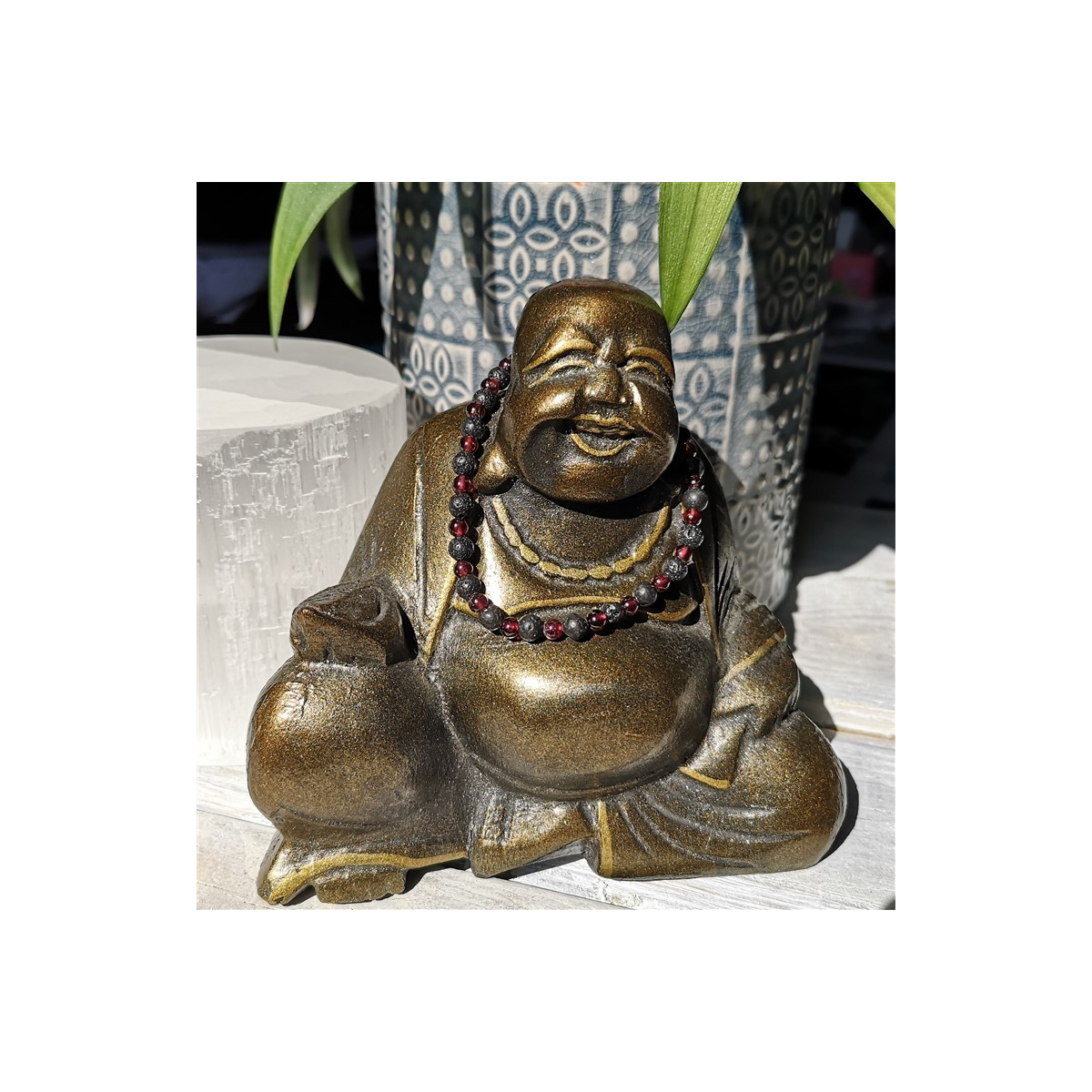 bracelet en pierre grenat et pierre de lave 4mm