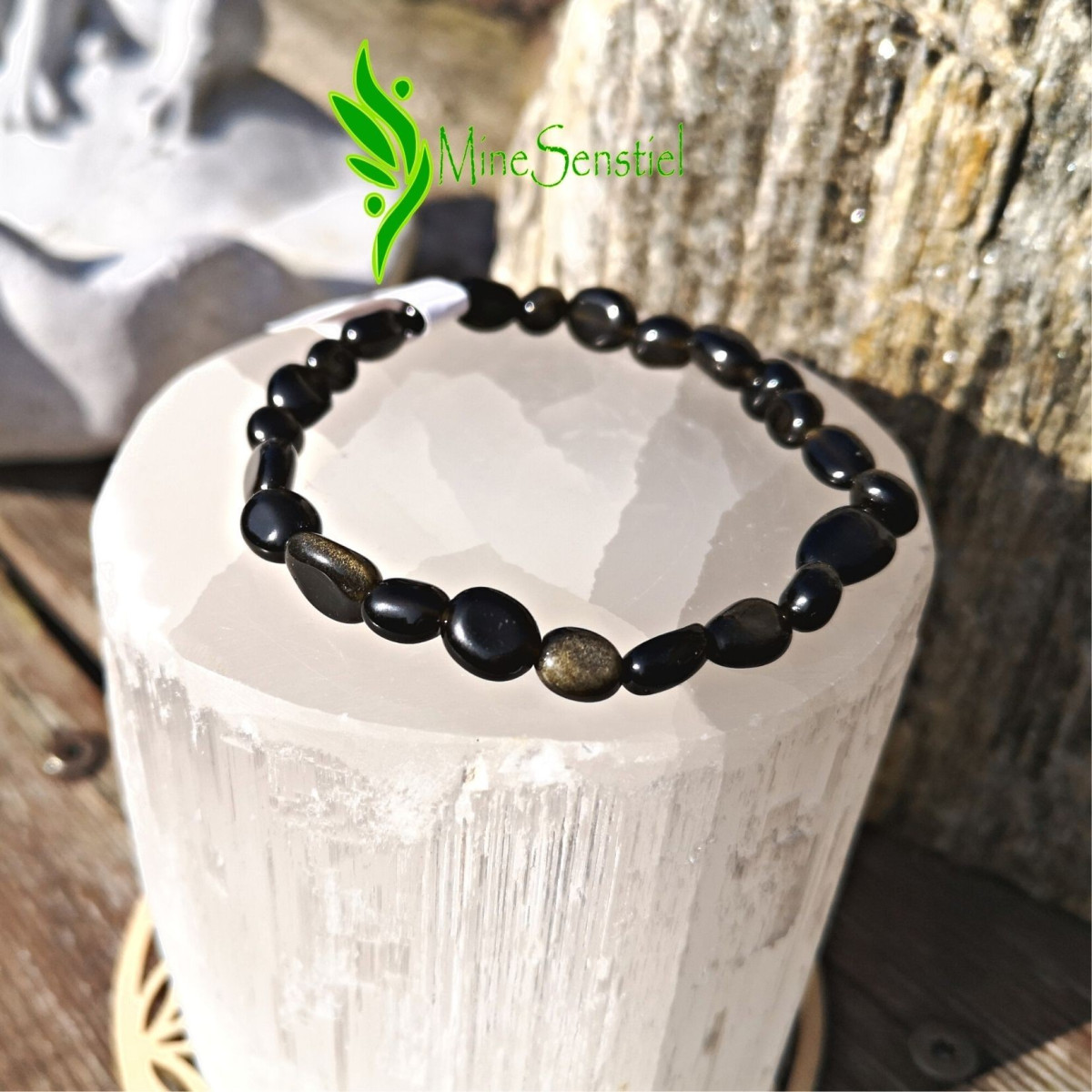 Bracelet obsidienne dorée