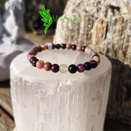 Bracelet tourmaline multicolore 6mm