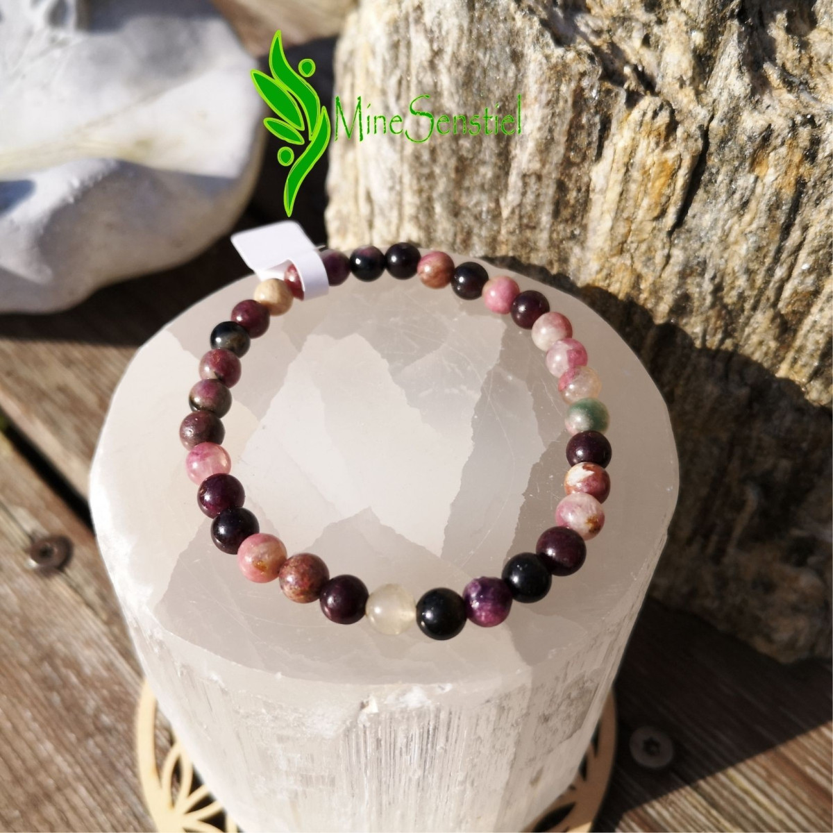 Bracelet pierre tourmaline multicolore 6mm