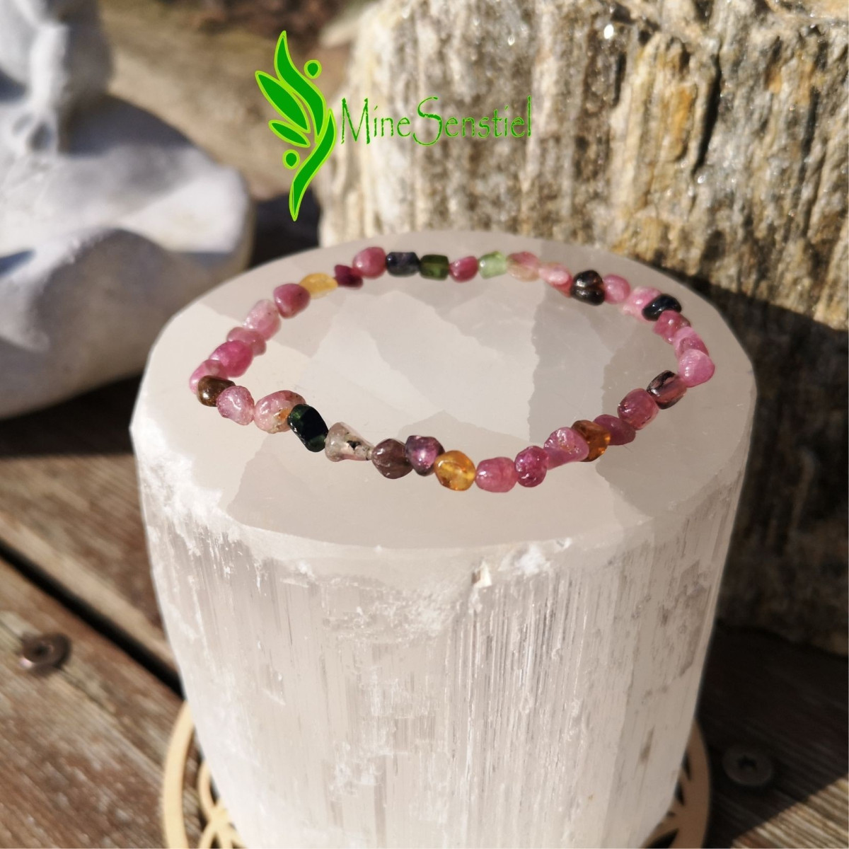 Bracelet tourmaline multicolore pierres roulées