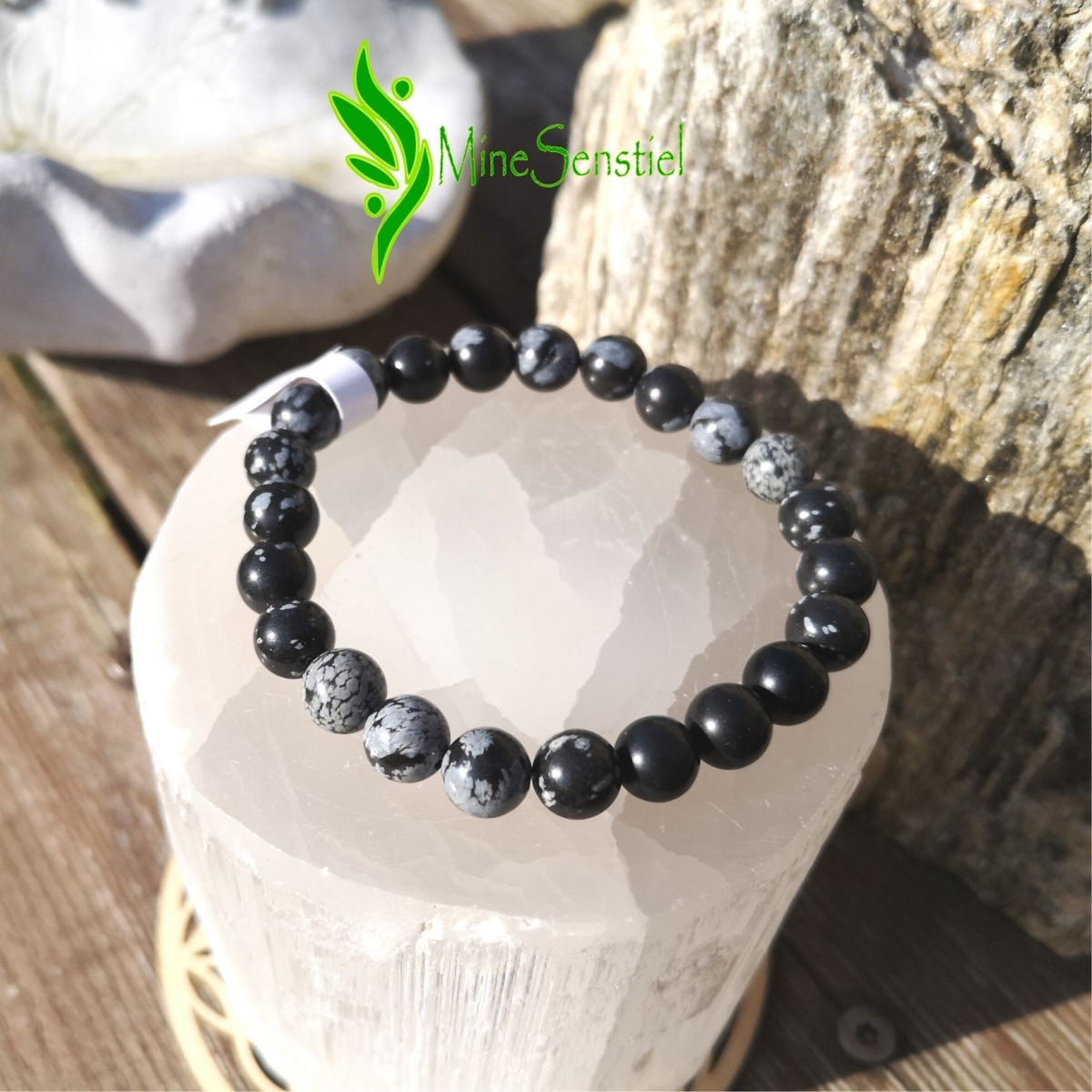 Bracelet obsidienne flocon de neige