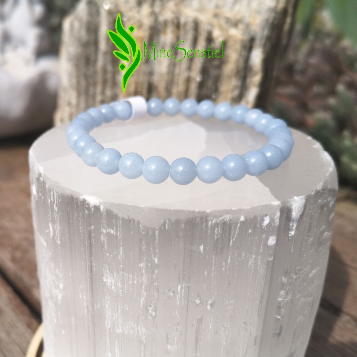 Bracelet pierre angélite 6mm