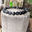 Bracelet homme obsidienne flocon de neige 8mm