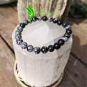 Bracelet homme obsdienne flocon de neige 8mm | Minesenstiel