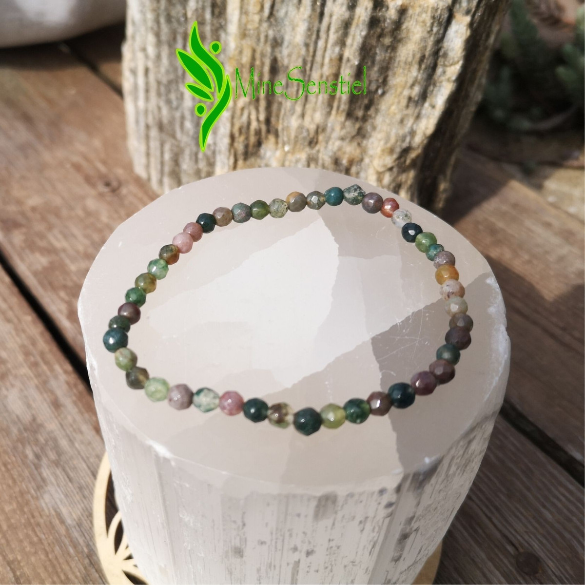 Bracelet jaspe polychrome facetté