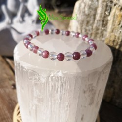 Bracelet lépidolite et cristal de roche 6mm