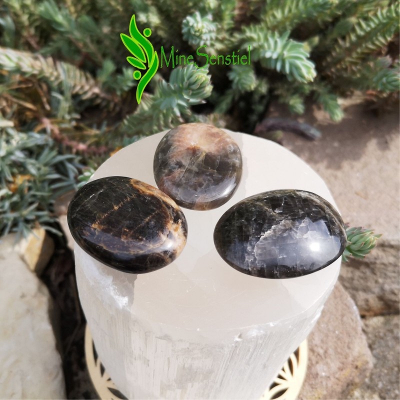 Galet pierre de lune noire