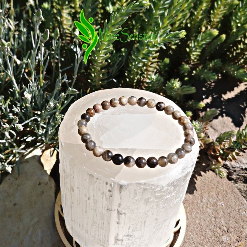 Bracelet pierre de lune noire 6mm